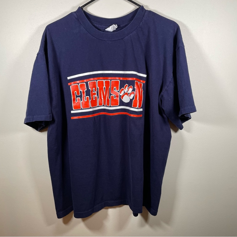 Vintage NCAA Clemson Tigers T-Shirt Size XL Blue Single Stitch Cotton Men's